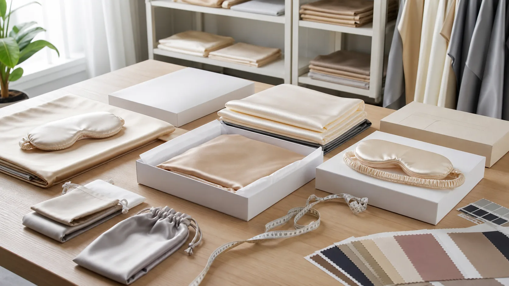 Silk product, color and packaging development table