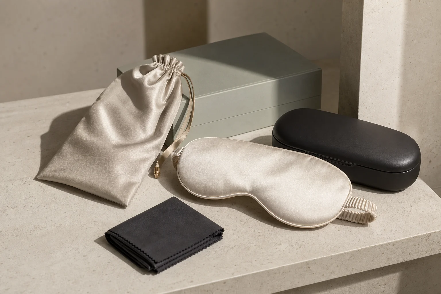 Silk travel set with microfiber care accessory